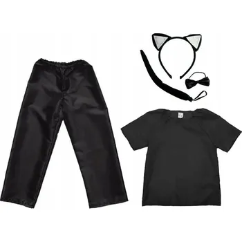 Karnevalový kostým KOSTÝM KOČKA HALENKA KALHOTY UŠI 134-140 5 dílů