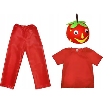 Karnevalový kostým Kostým jahoda - kalhoty, halenka, čepice, velikost 98-110