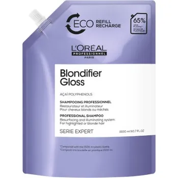 Šampon L'Oréal Professionnel Série Expert Blondifier Gloss Shampoo regenerační šampon pro blond vlasy 1,5 l, náhradní náplň