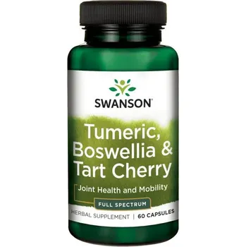 Zdraví Swanson Turmeric, Boswellia & Tart Cherry Boswellie, kurkuma a višeň 60 ks, kapsle