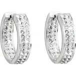 Stříbrné náušnice kruhy s krystaly Swarovski bílý kruh 31120.1