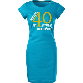 Dámské šaty Bavlněné letní šaty Není prdel 40 Velikost: M, Barva: Tyrkysová