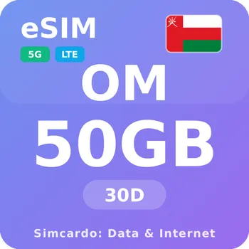 SIM karta Omán Mobilní Internet - eSIM 50GB 30 dní datová SIM karta