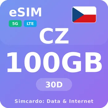 SIM karta Česká republika Mobilní Internet - eSIM 100GB 30 dní datová SIM karta