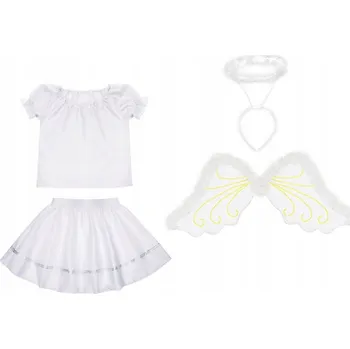 Karnevalový kostým KOSTÝM ANDÍLEK ŠATY ANDĚL SADA BETLÉM SUKNĚ KŘÍDLA 98-110