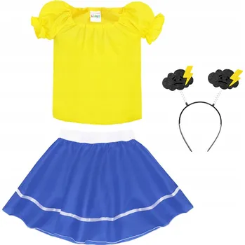 Karnevalový kostým KOSTÝM BOUŘKA SET, MASKA NA JARNÍ PLES MODRO-ŽLUTÁ 116-128 3 DÍLY