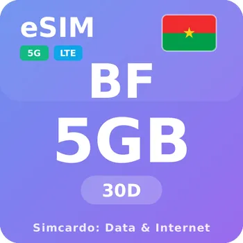SIM karta Burkina Faso Mobilní Internet - eSIM 5GB 30 dní datová SIM karta