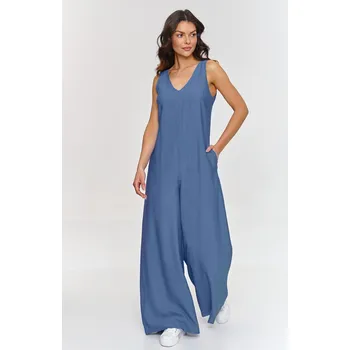 Dámský overall Elegantní overal s výstřihem do V M882 Barva: Modrá, Velikost: XL