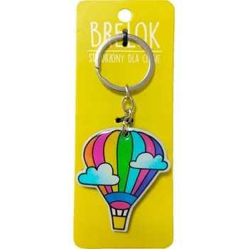 PŘÍVĚSEK NA KLÍČE BALÓNEK S KOŠEM, BAREVNÝ