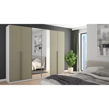 Šatní skříň EMeblast HEXA Dlouhá Skříň 282 x 230 x 59 cm bílá skříň se zrcadlem