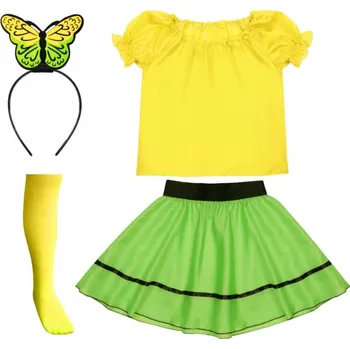 Karnevalový kostým KOSTÝM MOTÝLEK KOSTÝM MOTÝL PŘEVLEK LÉTO ČELENKA SUKNĚ 134-140 5 dílů