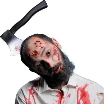 Karnevalový doplněk Čelenka sekera v hlavě Halloween