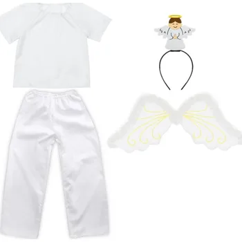 Karnevalový kostým KOSTÝM ANDÍLEK, ANDĚLSKÝ KOSTÝM, BETLÉM, SET: KALHOTY, ČELENKA, VELIKOST 134-140, 4 DÍLY