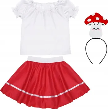 Karnevalový kostým KOSTÝM MUCHOMŮRKA HŘÍBEK BÍLO-ČERVENÝ 98-110 4 díly