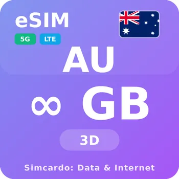 SIM karta Austrálie Neomezený Mobilní Internet - eSIM 3 dní datová SIM karta (esims_ULP_3D_AT_V2)