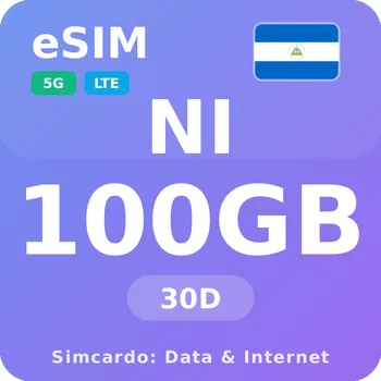 SIM karta Nikaragua Mobilní Internet - eSIM 100GB 30 dní datová SIM karta