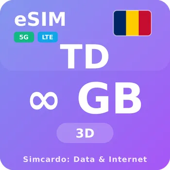 SIM karta Čad Neomezený Mobilní Internet - eSIM 3 dní datová SIM karta (esims_ULP_3D_TC_V2)
