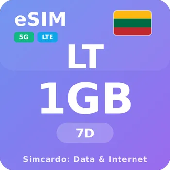 SIM karta Litva Mobilní Internet - eSIM 1GB 7 dní datová SIM karta