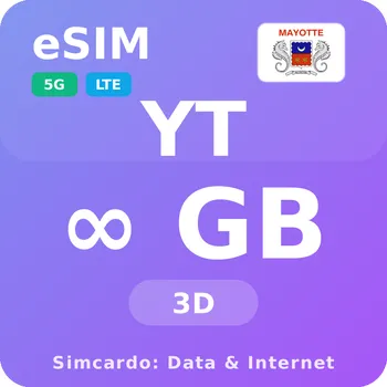 SIM karta Mayotte Neomezený Mobilní Internet - eSIM 3 dní datová SIM karta