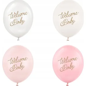 Balónek Balónky "Welcome Baby" - růžovo-bílá směs, PartyDeco, 12", 50 ks