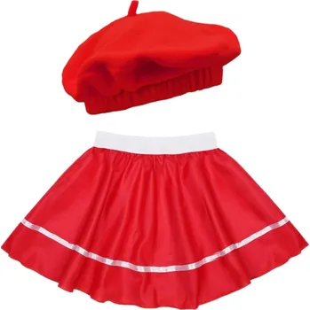 Karnevalový kostým SET PRO DÍVKU SUKNĚ BARET KOSTÝM JAHODA RAJČE S/M 2 díly