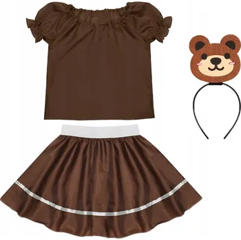 Karnevalový kostým KOSTÝM MEDVÍDEK KOSTÝM MISIO SET DEN MEDVÍDKA SUKNĚ ČELENKA 98-110 4el