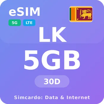 SIM karta Srí Lanka Mobilní Internet - eSIM 5GB 30 dní datová SIM karta