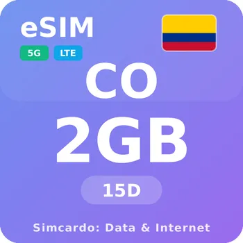 SIM karta Kolumbie Mobilní Internet - eSIM 2GB 15 dní datová SIM karta