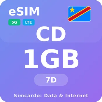 SIM karta Demokratická republika Kongo Mobilní Internet - eSIM 1GB 7 dní datová SIM karta