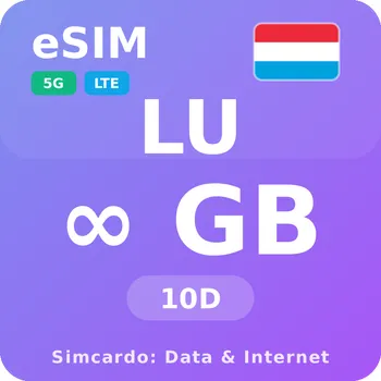 SIM karta Lucembursko Neomezený Mobilní Internet - eSIM 10 dní datová SIM karta (esims_ULP_10D_LT_V2)