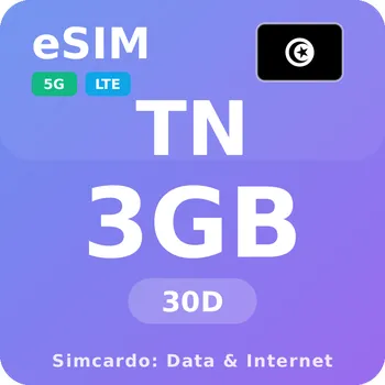 SIM karta Tunisko Mobilní Internet - eSIM 3GB 30 dní datová SIM karta