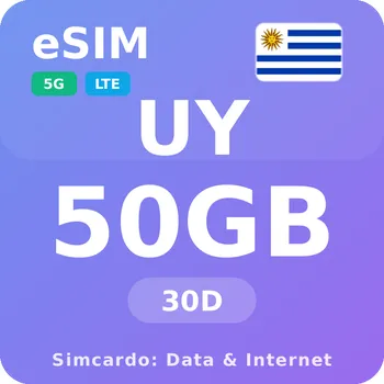 SIM karta Uruguay Mobilní Internet - eSIM 50GB 30 dní datová SIM karta