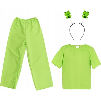 Karnevalový kostým KOSTÝM ŽABKA KOSTÝM PAN JARO KALHOTY HALENKA ČELENKA KOSTÝM ŽÁBY 98-110