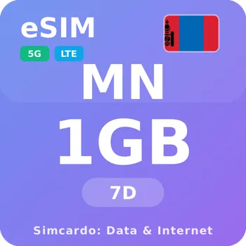 SIM karta Mongolsko Mobilní Internet - eSIM 1GB 7 dní datová SIM karta