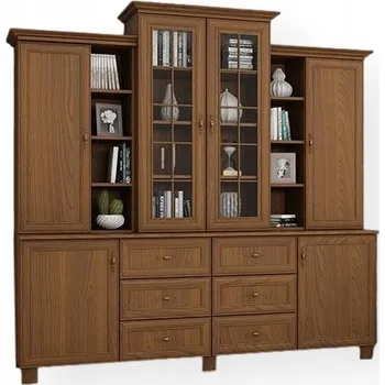 Komoda Vitrína v matné višeň třešně 205 x 210 x 50 cm eMeblast