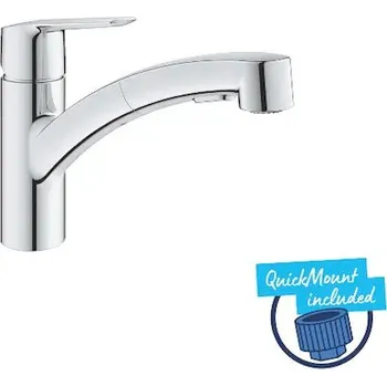Vodovodní baterie Grohe QuickFix Start - Dřezová baterie s výsuvnou sprškou, chrom 1012400000