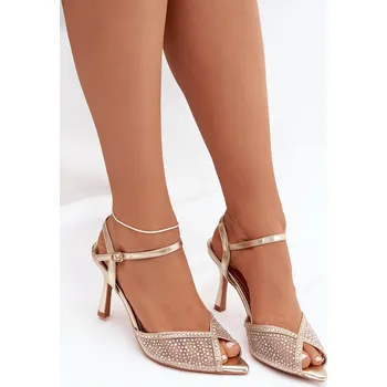 Dámské sandále Boto Dámské sandály na podpatku se zdobením Peloria Barva: Zlatá, Velikost: 40