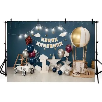 Příslušenství pro videokameru MEHOFOND Chlapec všechno nejlepší k narozeninám foto studio pozadí rekvizity balónek hvězdy zlatý