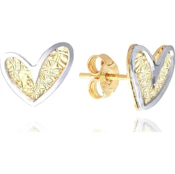 Náušnice MOISS náušnice ze žlutého zlata SRDCE BICOLOR