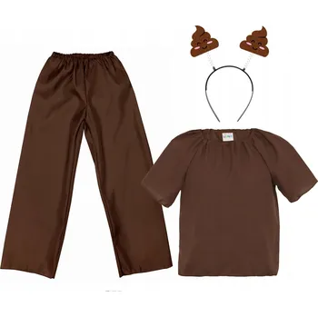 Karnevalový kostým KOSTÝM HROMÁDKA OBLEČENÍ SET KOSTÝM NA JARNÍ PLES PŘEVLEK HNĚDÝ 116-128 3 DÍLY