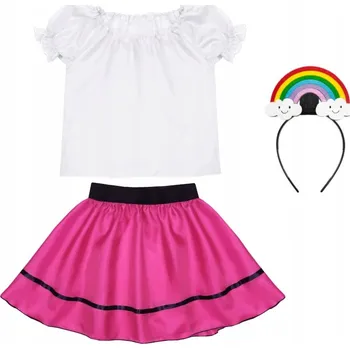 Karnevalový kostým KOSTÝM DUHA RAINBOW BAREVNÝ RŮŽOVÝ 134-140 4 dílků