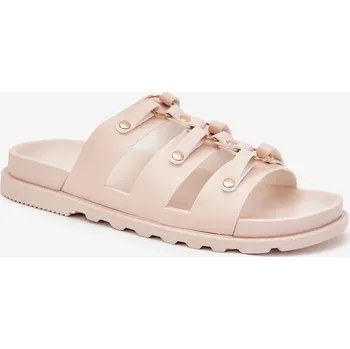 Dámské polobotky Dámské pantofle s pásky – světle béžové Velikost: 37