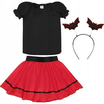 Karnevalový kostým KOSTÝM NETOPÝR ČERNO-ČERVENÝ 134-140 3 díly