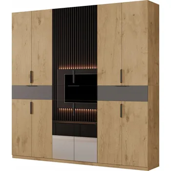 Šatní skříň Skříň 270/240 Dub Lancelot se zrcadly