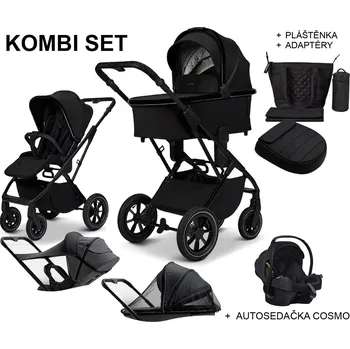 Kočárek Kočárek MOON PIÚ KOMBI SET 2025, onyx black - black chrome