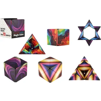 Hlavolam Hlavolam kostka magnetická duhová plast mix druhů v krabičce 6x6x6cm