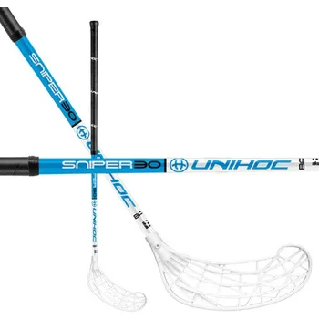 Florbalová hůl Unihoc Basic SNIPER 30 Florbalová hokejka bílá / modrá, Levá (levá ruka dole), 87cm (=97cm)