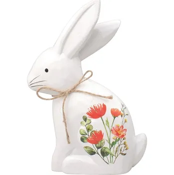 Velikonoční dekorace Zajíc s květinovým vzorem pro postavení 18 cm