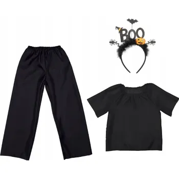 Karnevalový kostým HALLOWEENSKÝ KOSTÝM BOO ČERNÝ 98-110 3 díly