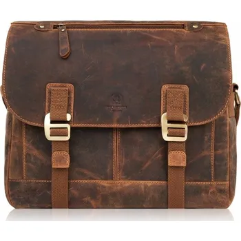 Pánská kožená taška přes rameno hnědá vintage na notebook velká Paolo Peruzzi